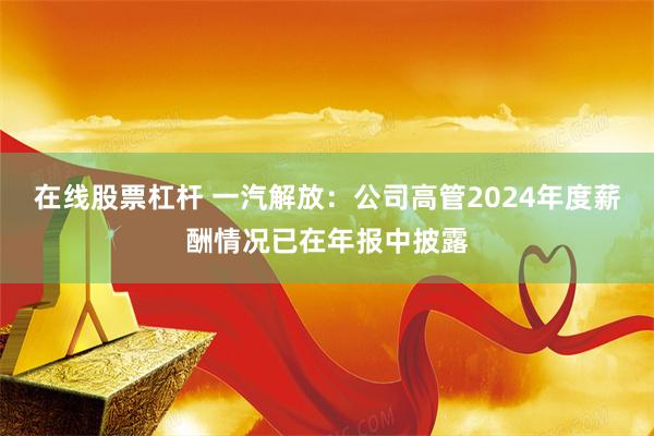 在线股票杠杆 一汽解放：公司高管2024年度薪酬情况已在年报中披露