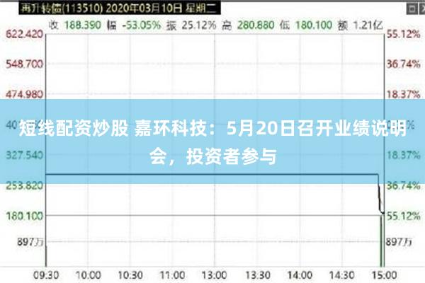 短线配资炒股 嘉环科技：5月20日召开业绩说明会，投资者参与
