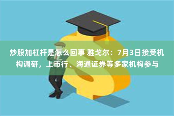 炒股加杠杆是怎么回事 雅戈尔：7月3日接受机构调研，上市行、海通证券等多家机构参与