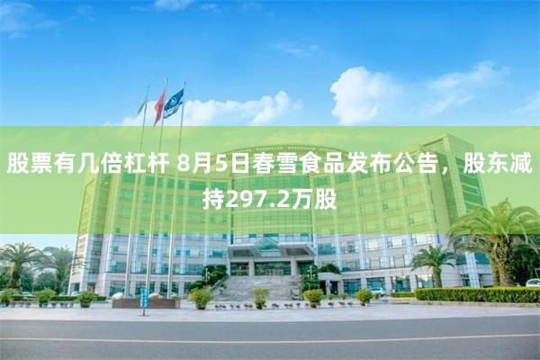 股票有几倍杠杆 8月5日春雪食品发布公告，股东减持297.2万股