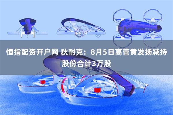 恒指配资开户网 狄耐克：8月5日高管黄发扬减持股份合计3万股