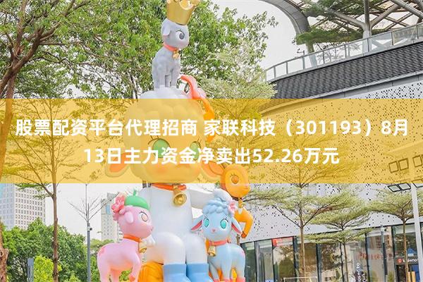 股票配资平台代理招商 家联科技（301193）8月13日主力资金净卖出52.26万元