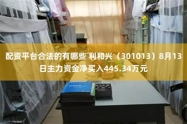配资平台合法的有哪些 利和兴（301013）8月13日主力资金净买入445.34万元