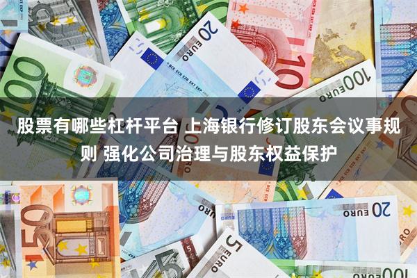 股票有哪些杠杆平台 上海银行修订股东会议事规则 强化公司治理与股东权益保护