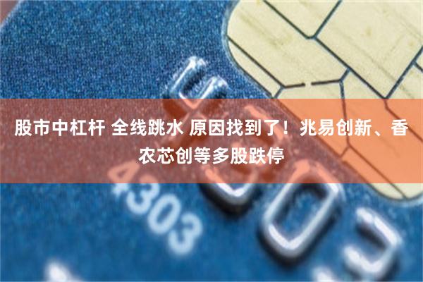 股市中杠杆 全线跳水 原因找到了!兆易创新、香农芯创等多股跌停