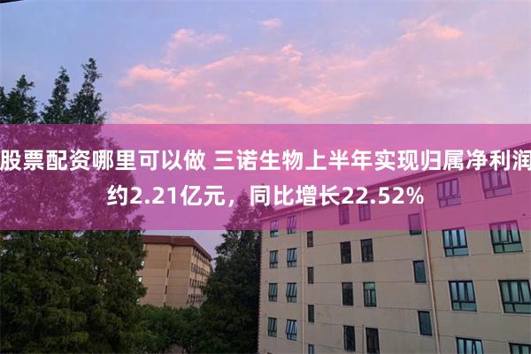 股票配资哪里可以做 三诺生物上半年实现归属净利润约2.21亿元，同比增长22.52%