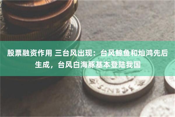 股票融资作用 三台风出现：台风鲸鱼和灿鸿先后生成，台风白海豚基本登陆我国