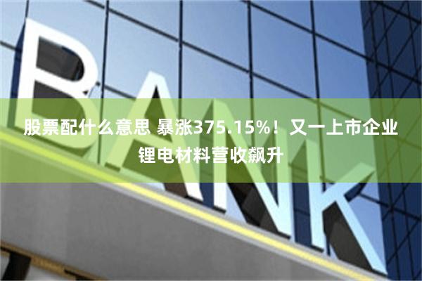 股票配什么意思 暴涨375.15%！又一上市企业锂电材料营收飙升